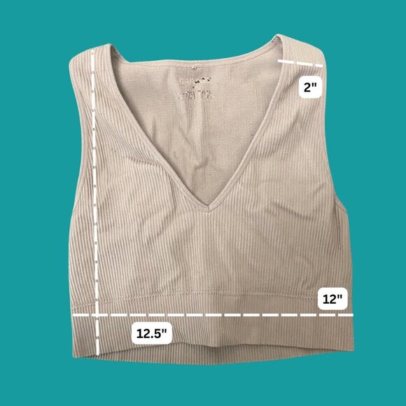 Taupe Ribbed V-Neck Crop Top by Garage | Minimalist Summer Staple - Picture 4 of 5